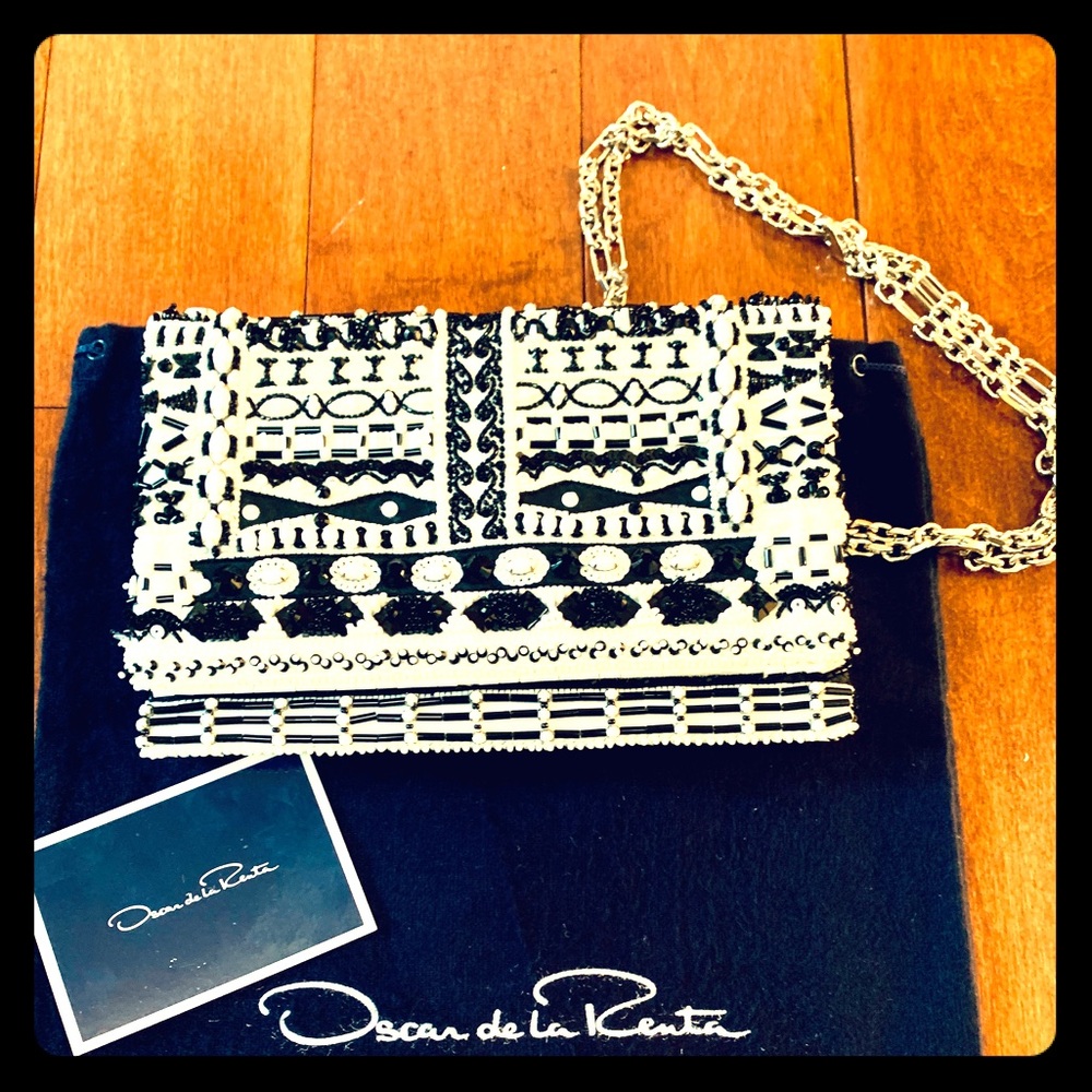 Oscar De La Renta Petite Bag Embroidered Satin
